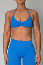 TRUE SHAPE MINIMAL RUCHED HALTER CROP - BRIGHT BLUE