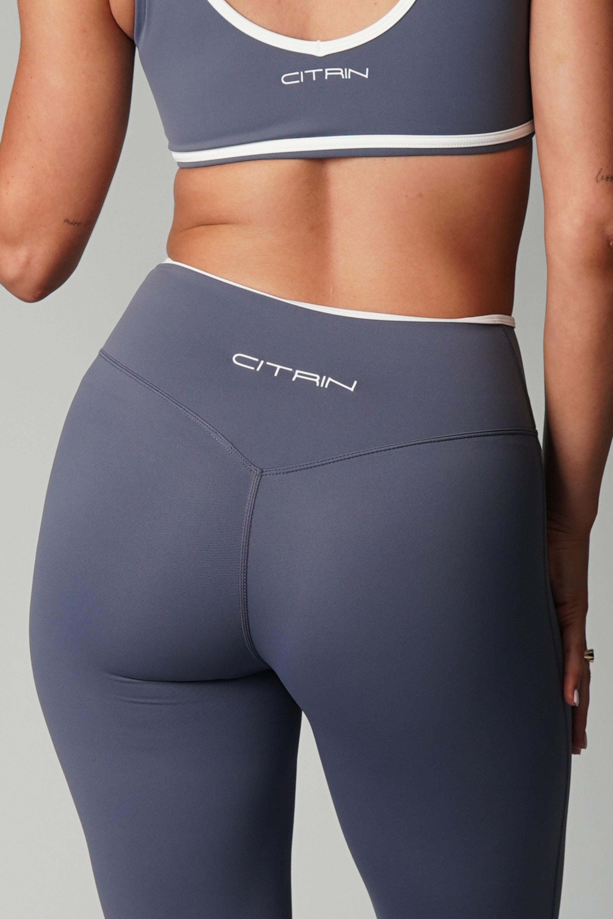 CROSSOVER FLARE LEGGINGS TWO TONE - STEEL BLUE