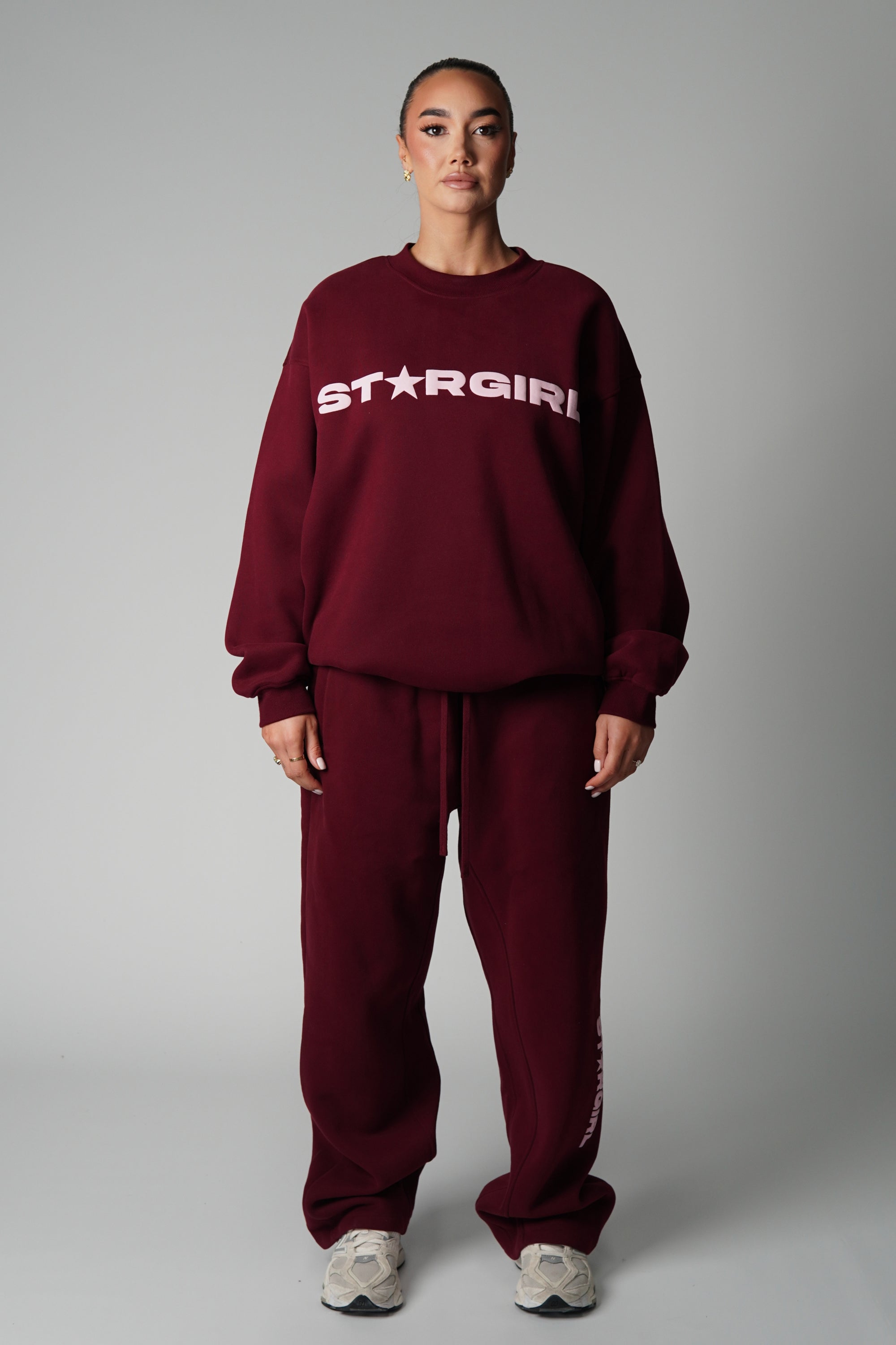 STARGIRL CREW NECK JUMPER - BURGUNDY
