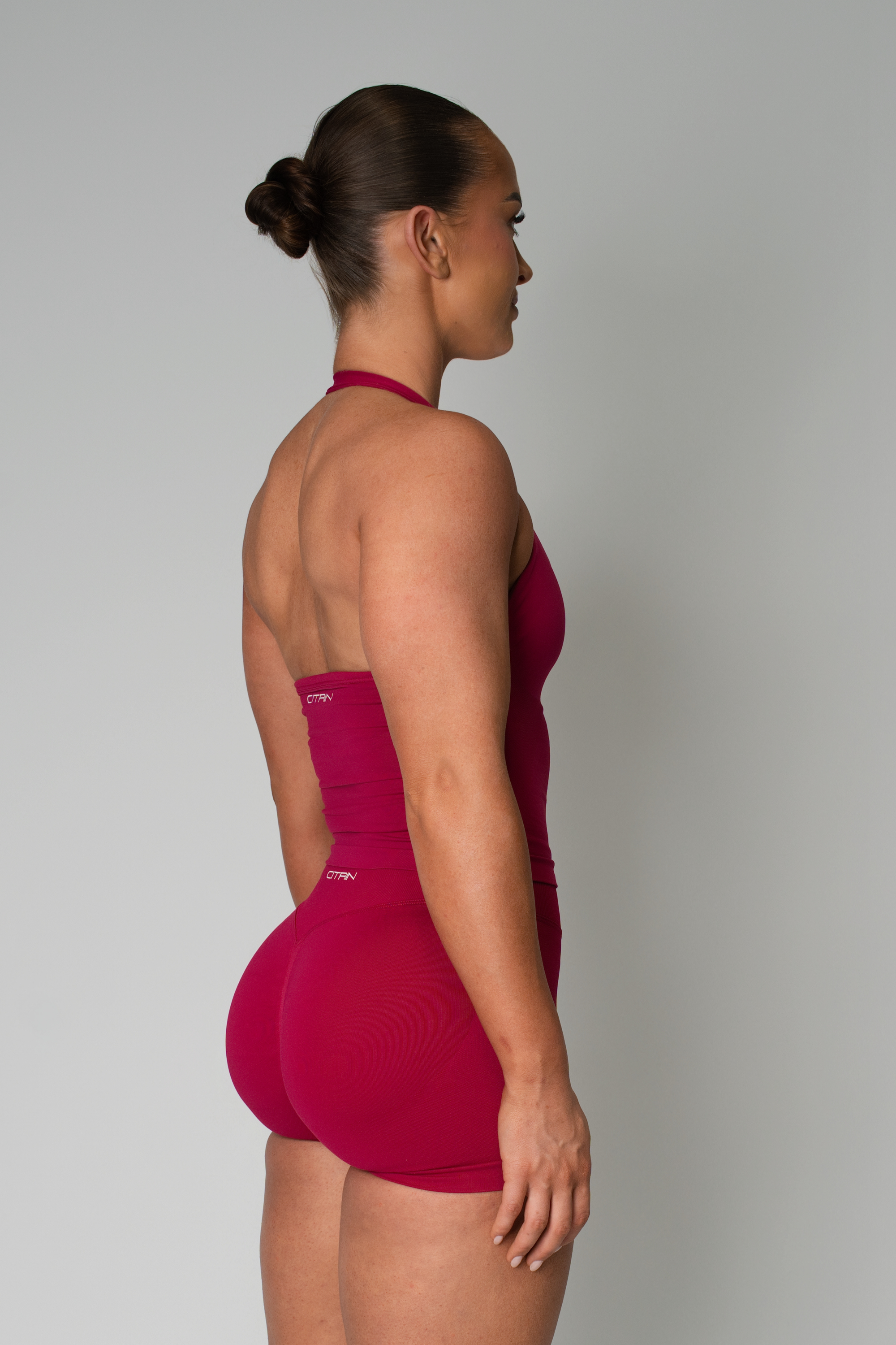 TRUE SHAPE BASIC HALTER TANK - BERRY