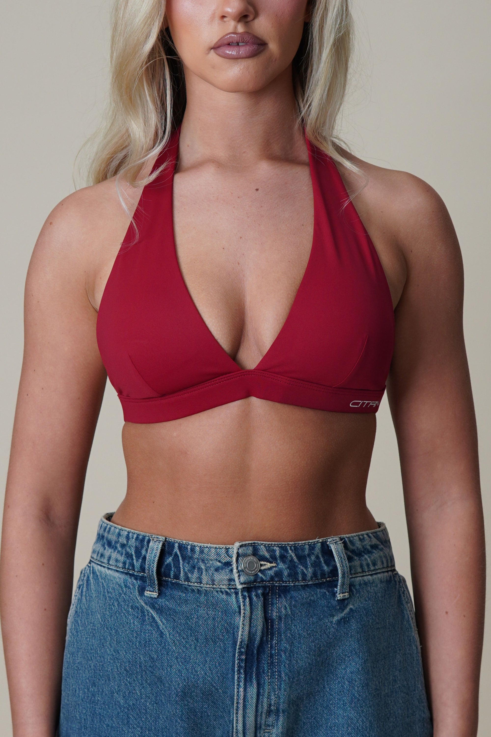 THE PERFECT HALTER BRA - DEEP RED
