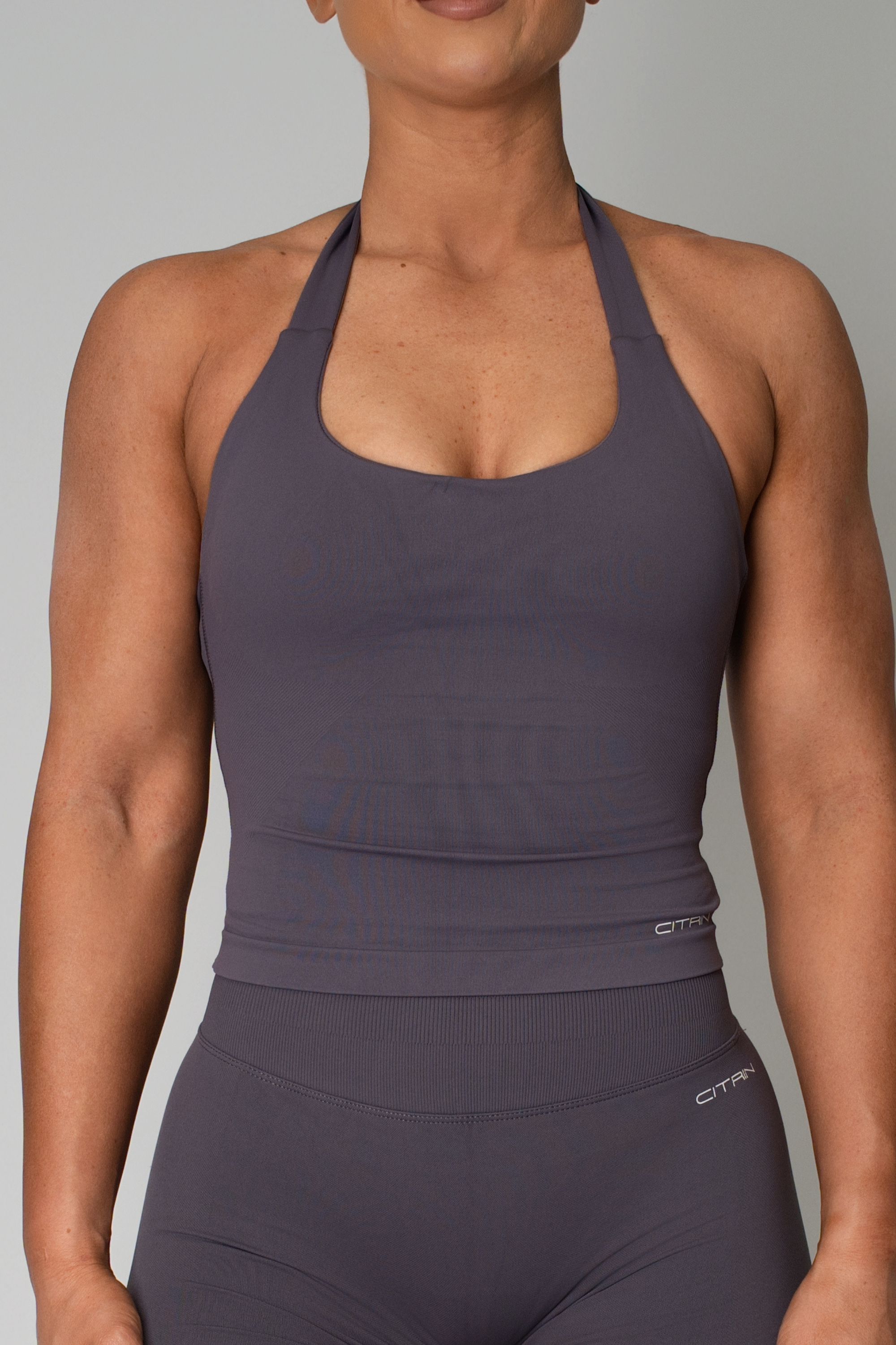 TRUE SHAPE BASIC HALTER TANK - GREY