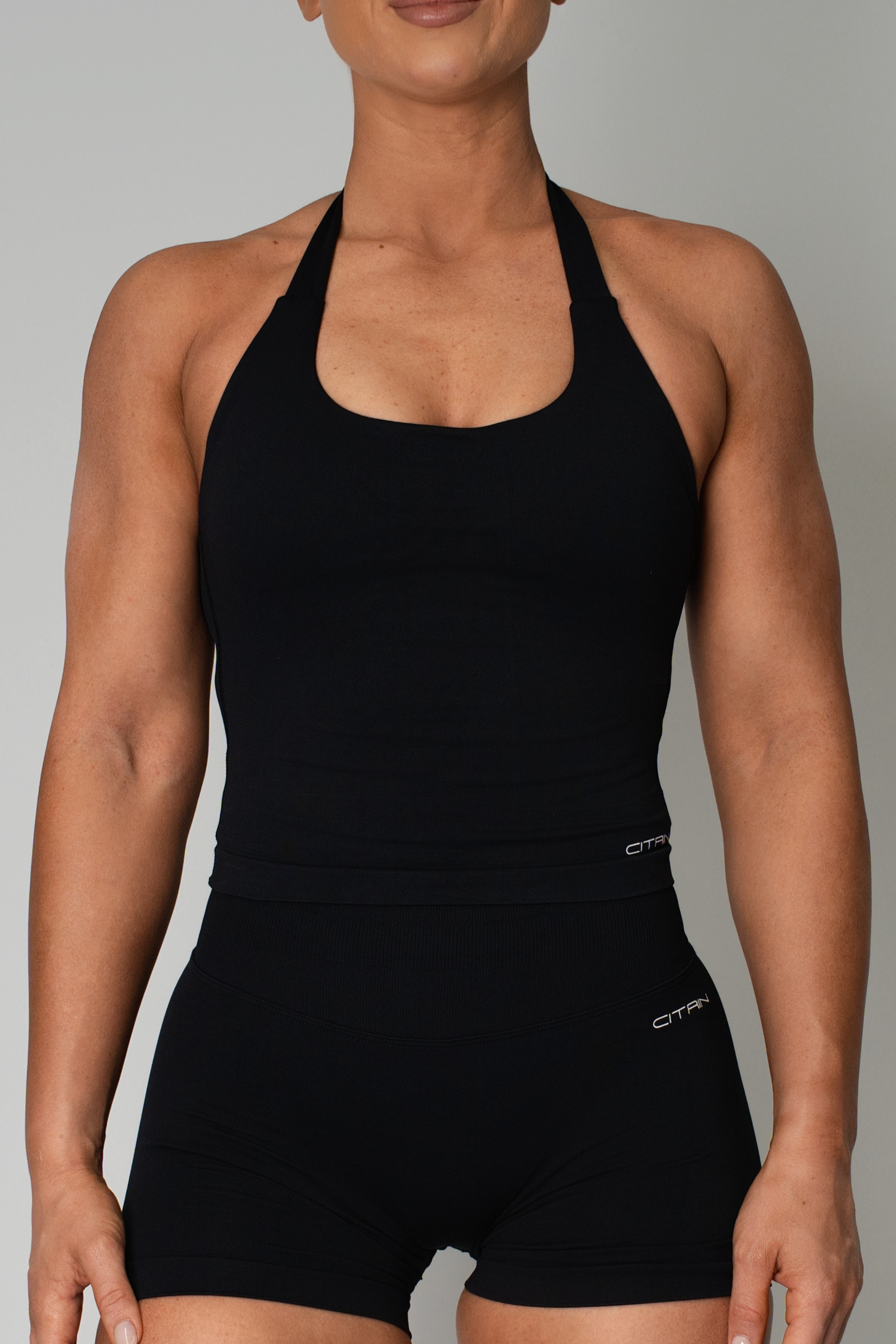 TRUE SHAPE BASIC HALTER TANK - BLACK