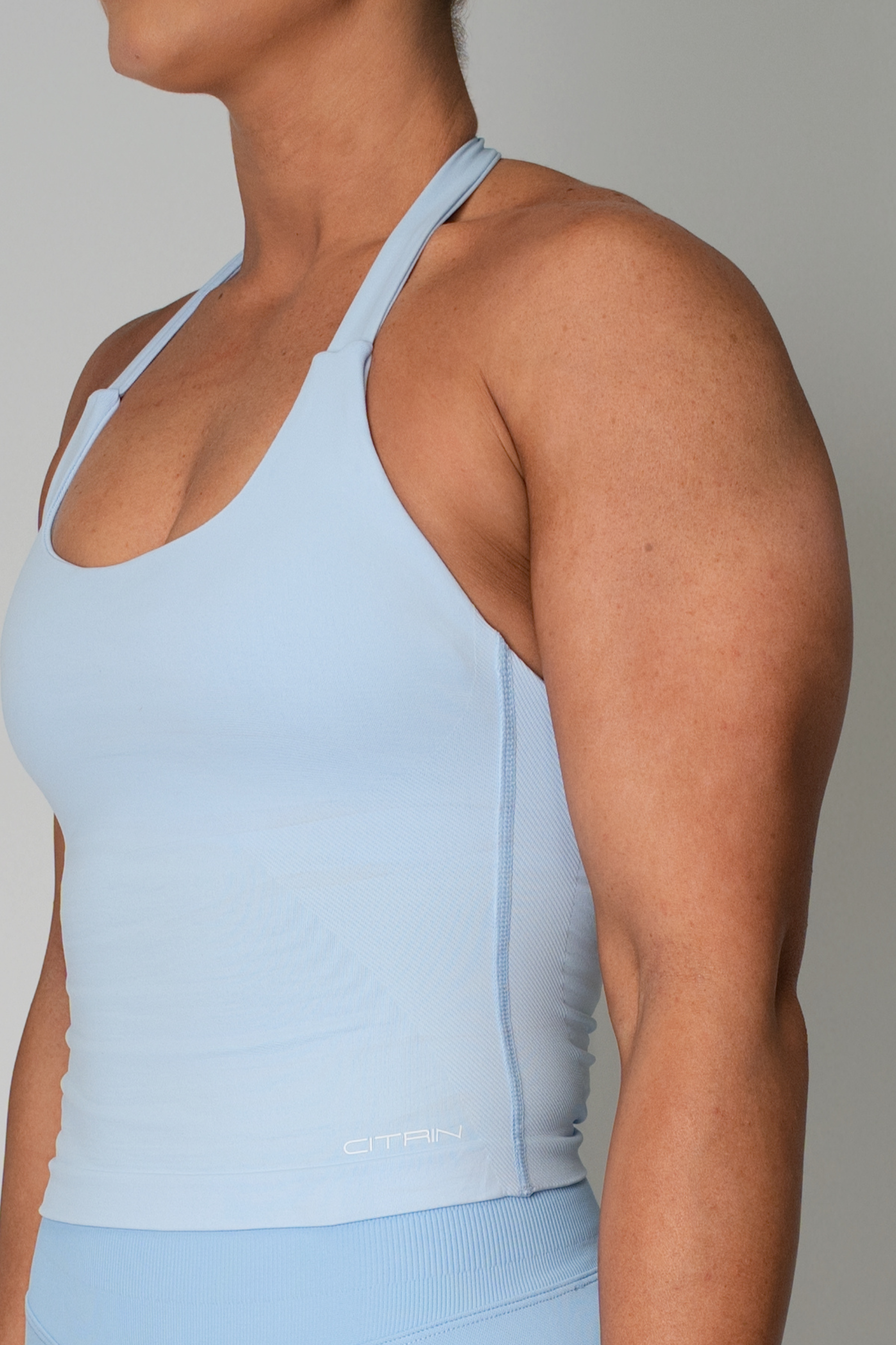 TRUE SHAPE BASIC HALTER TANK - BABY BLUE