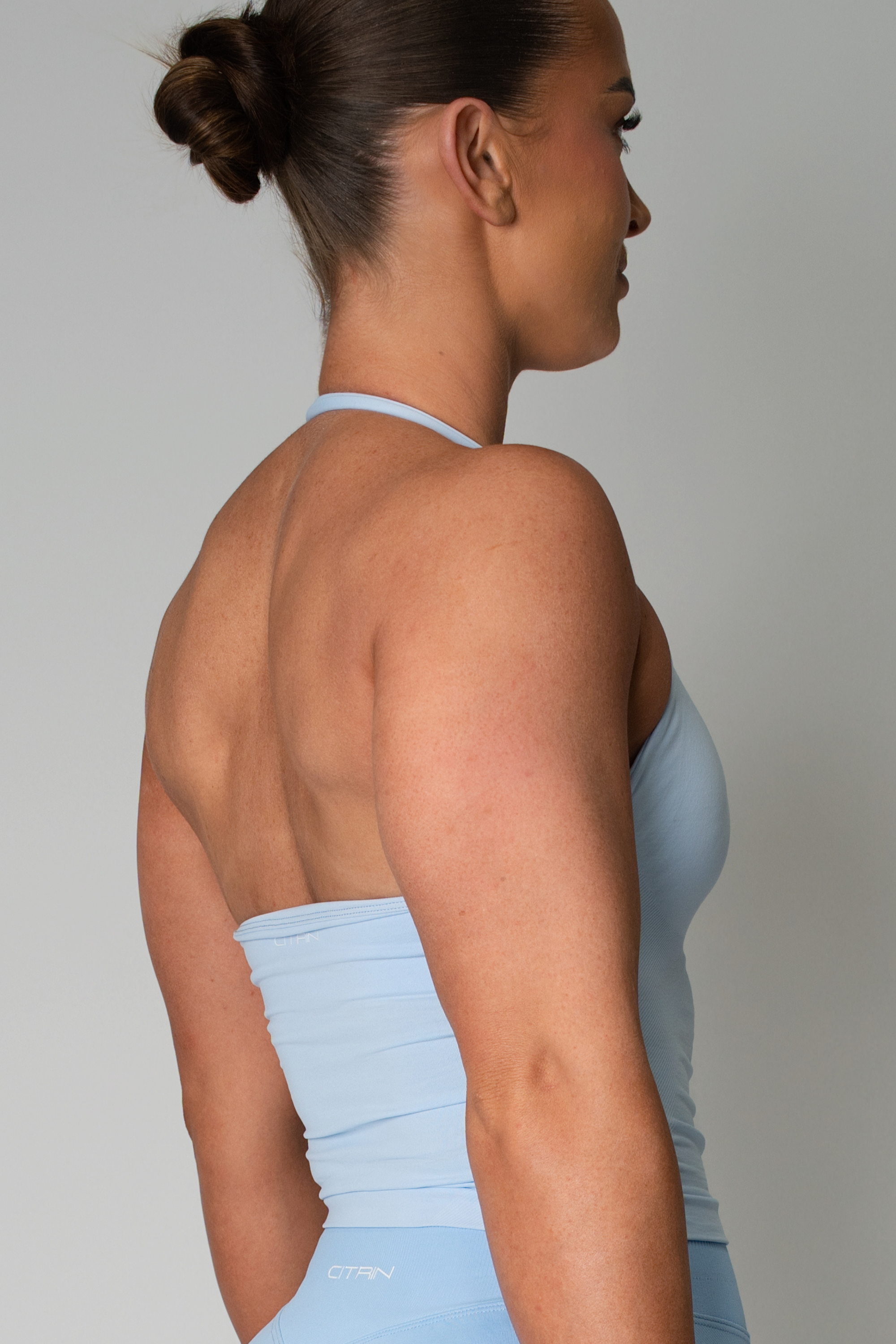 TRUE SHAPE BASIC HALTER TANK - BABY BLUE