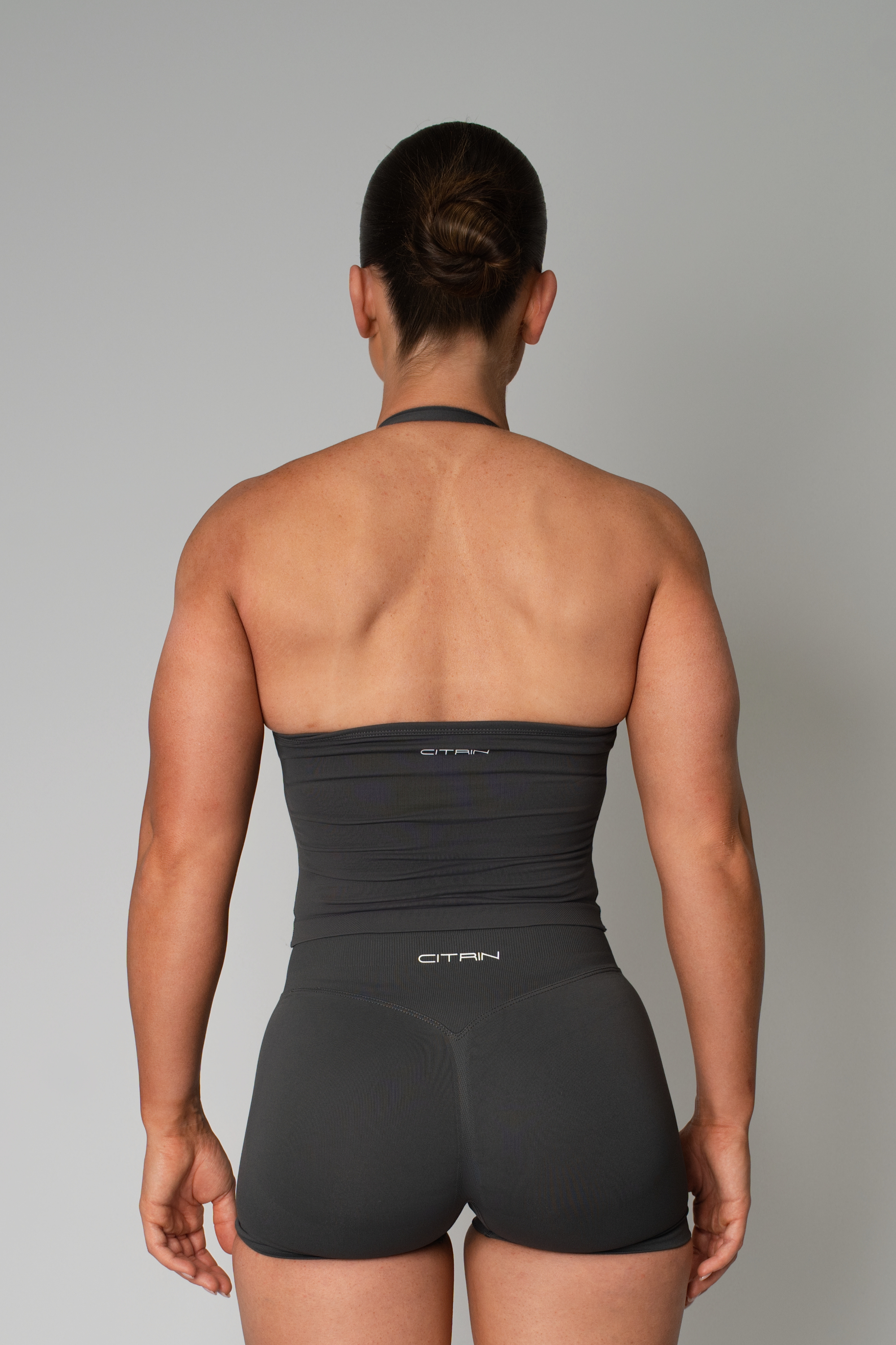 TRUE SHAPE BASIC HALTER TANK - DARK GREY