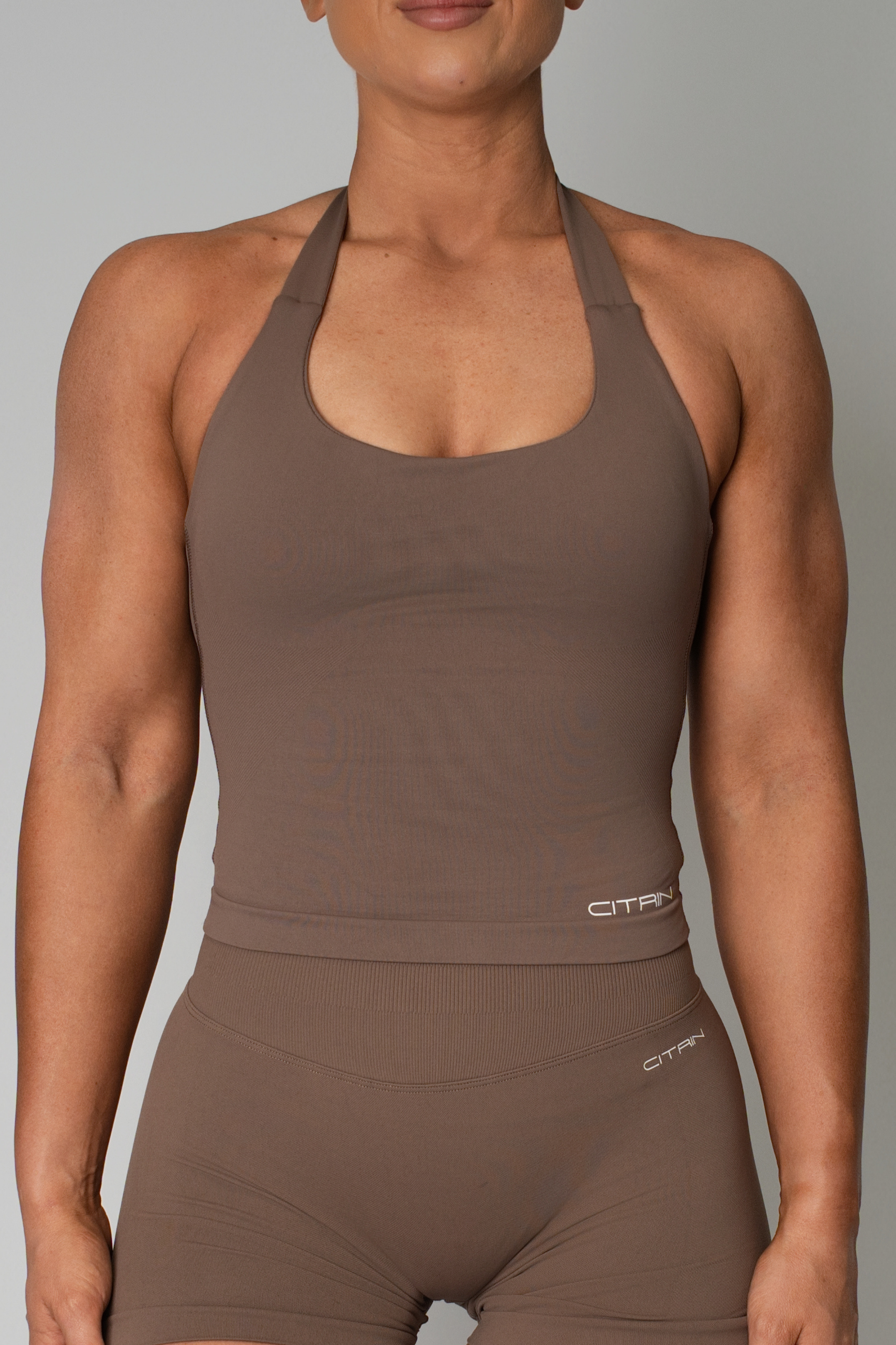 TRUE SHAPE BASIC HALTER TANK - MOCHA