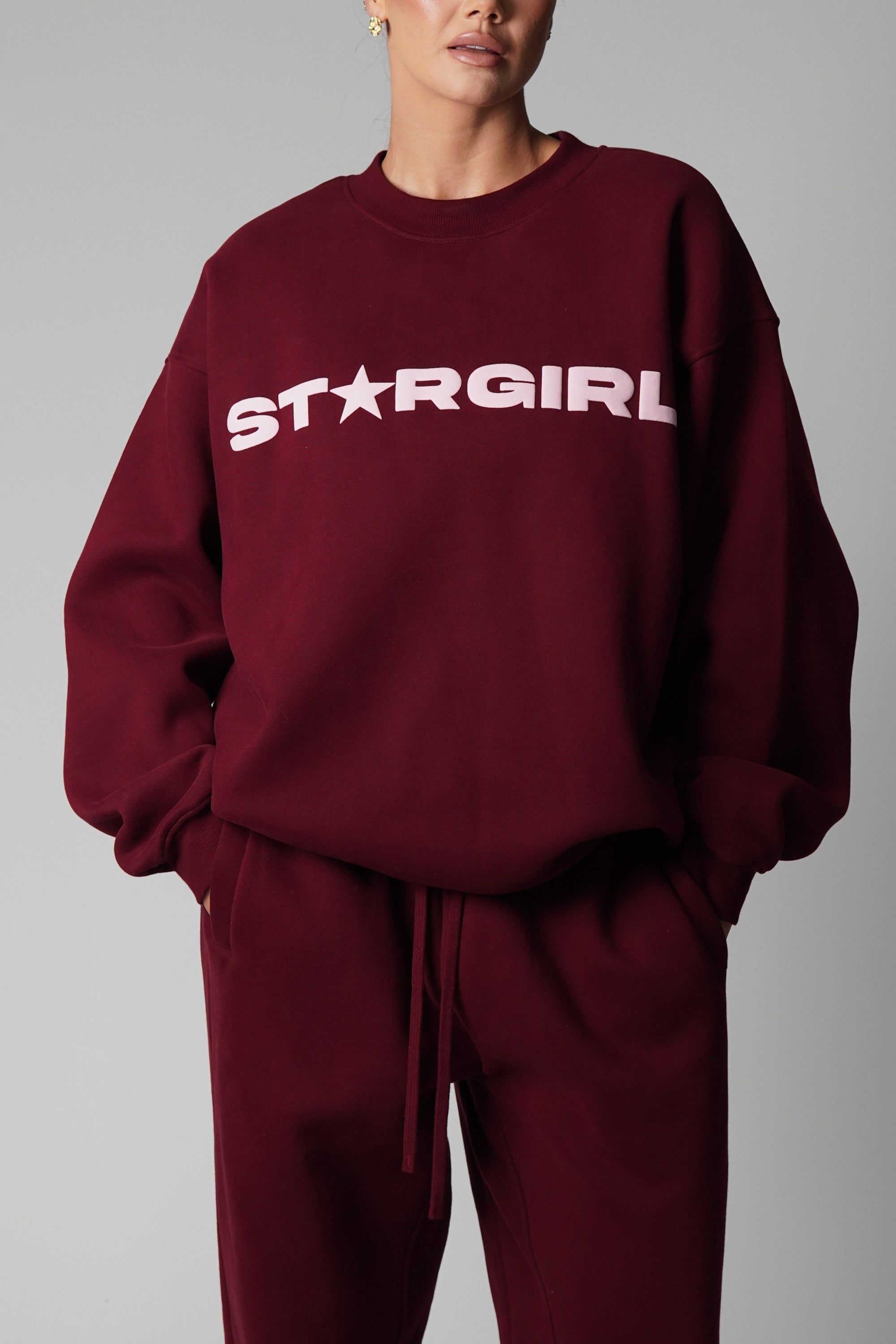 STARGIRL CREW NECK JUMPER - BURGUNDY