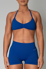 TRUE SHAPE MINIMAL RUCHED HALTER CROP - ROYAL BLUE