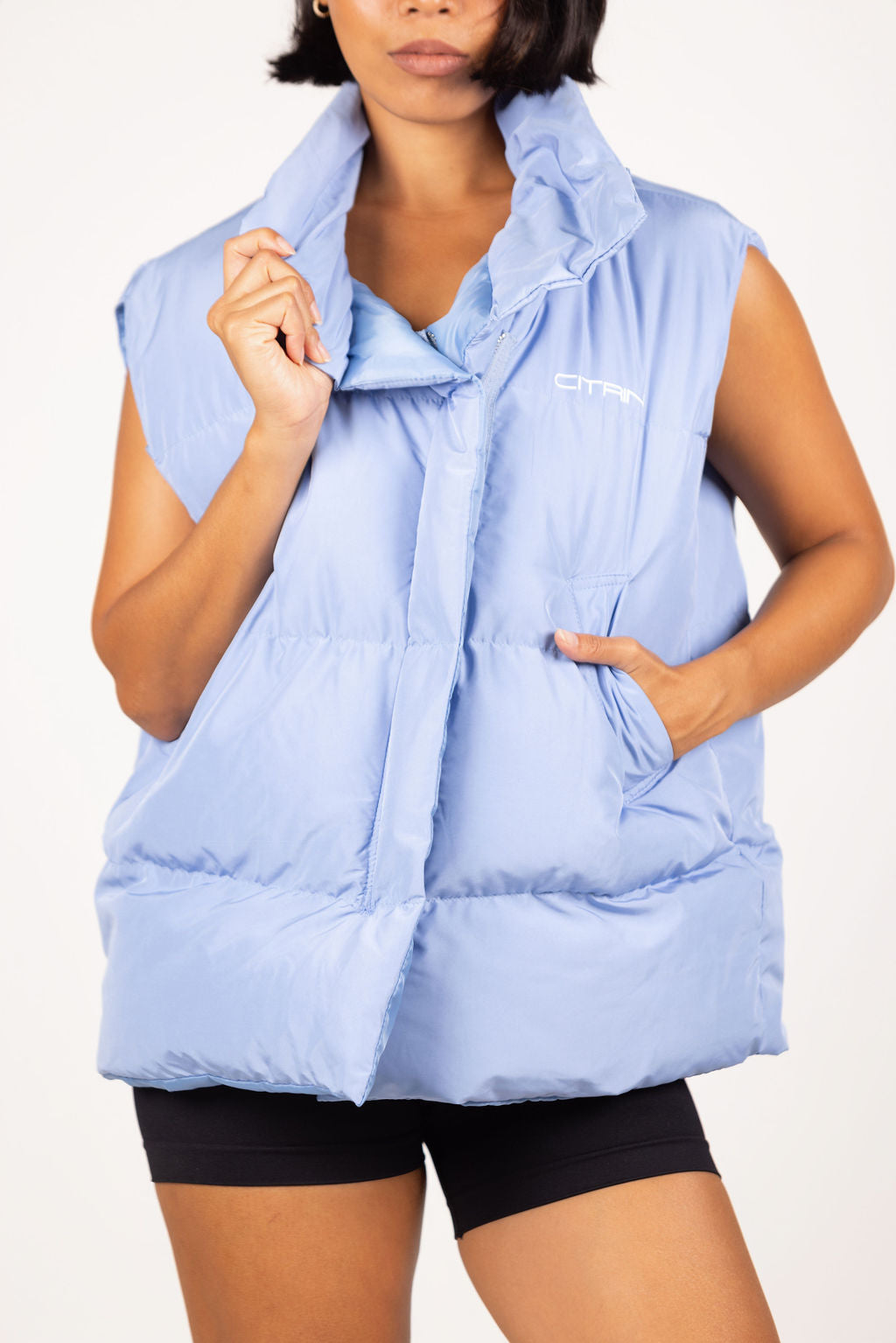 OVERSIZED PUFFER VEST - BABY BLUE