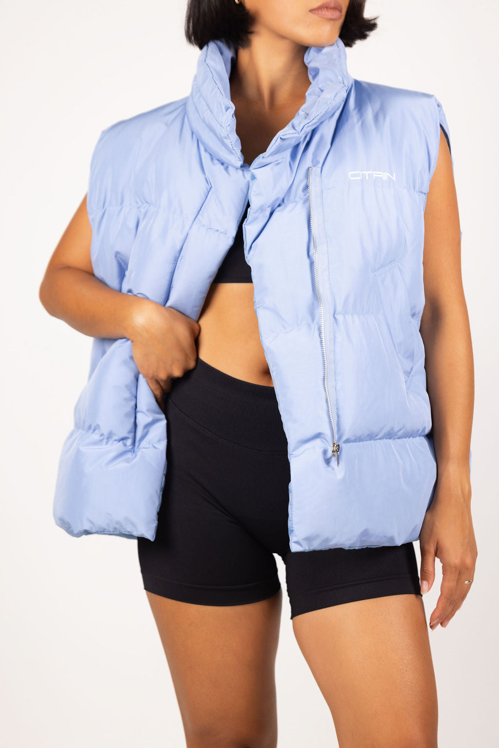 OVERSIZED PUFFER VEST - BABY BLUE
