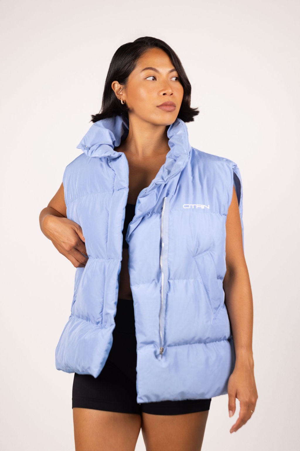 OVERSIZED PUFFER VEST - BABY BLUE