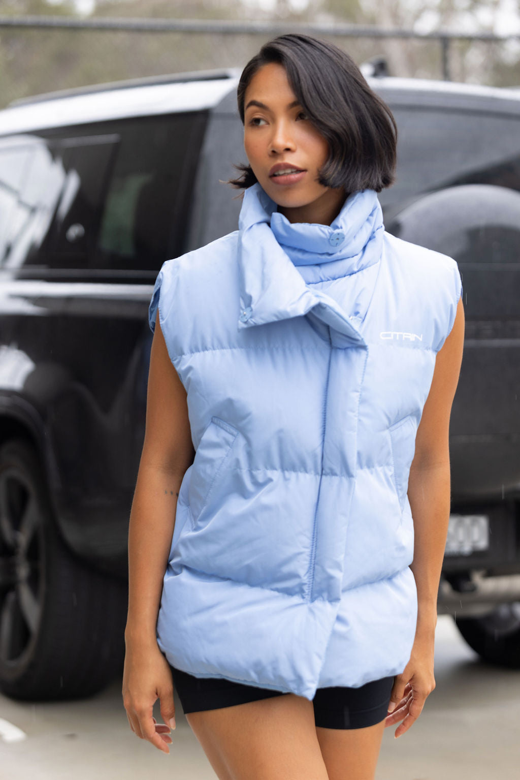 OVERSIZED PUFFER VEST - BABY BLUE