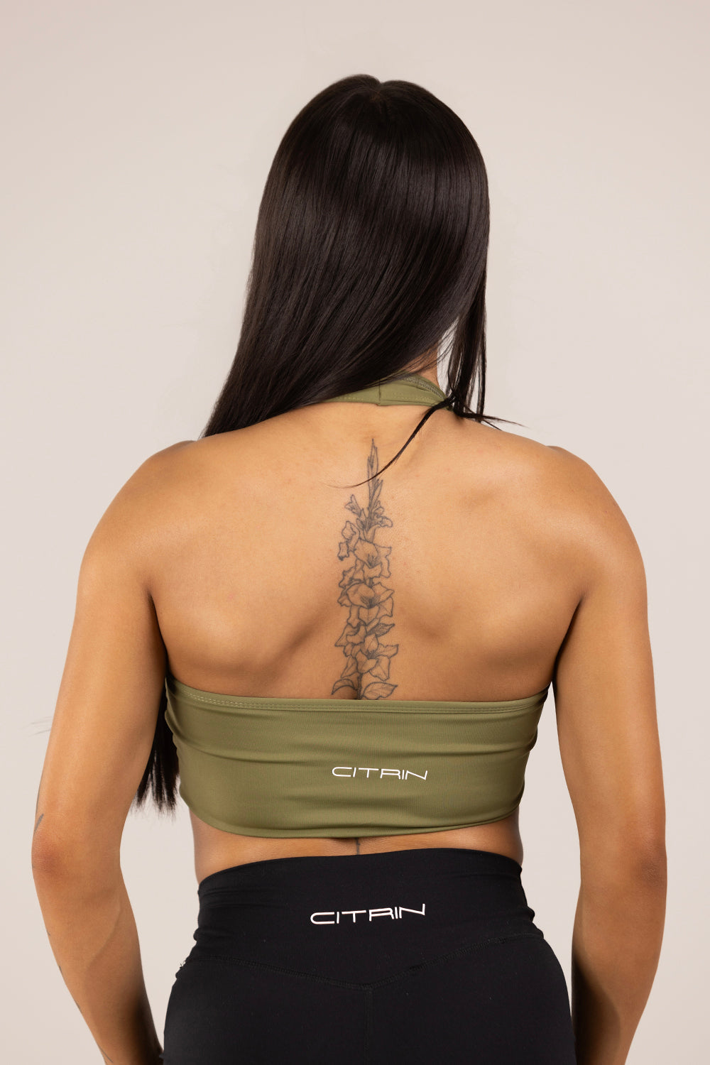 ALBA PUSH-UP HALTER CROP - OLIVE