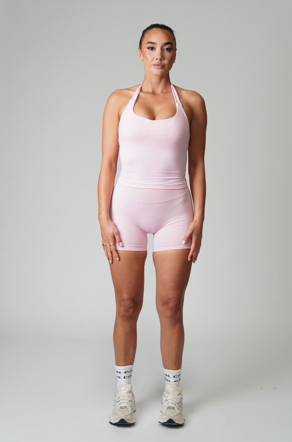 TRUE SHAPE BASIC HALTER TANK - BABY PINK