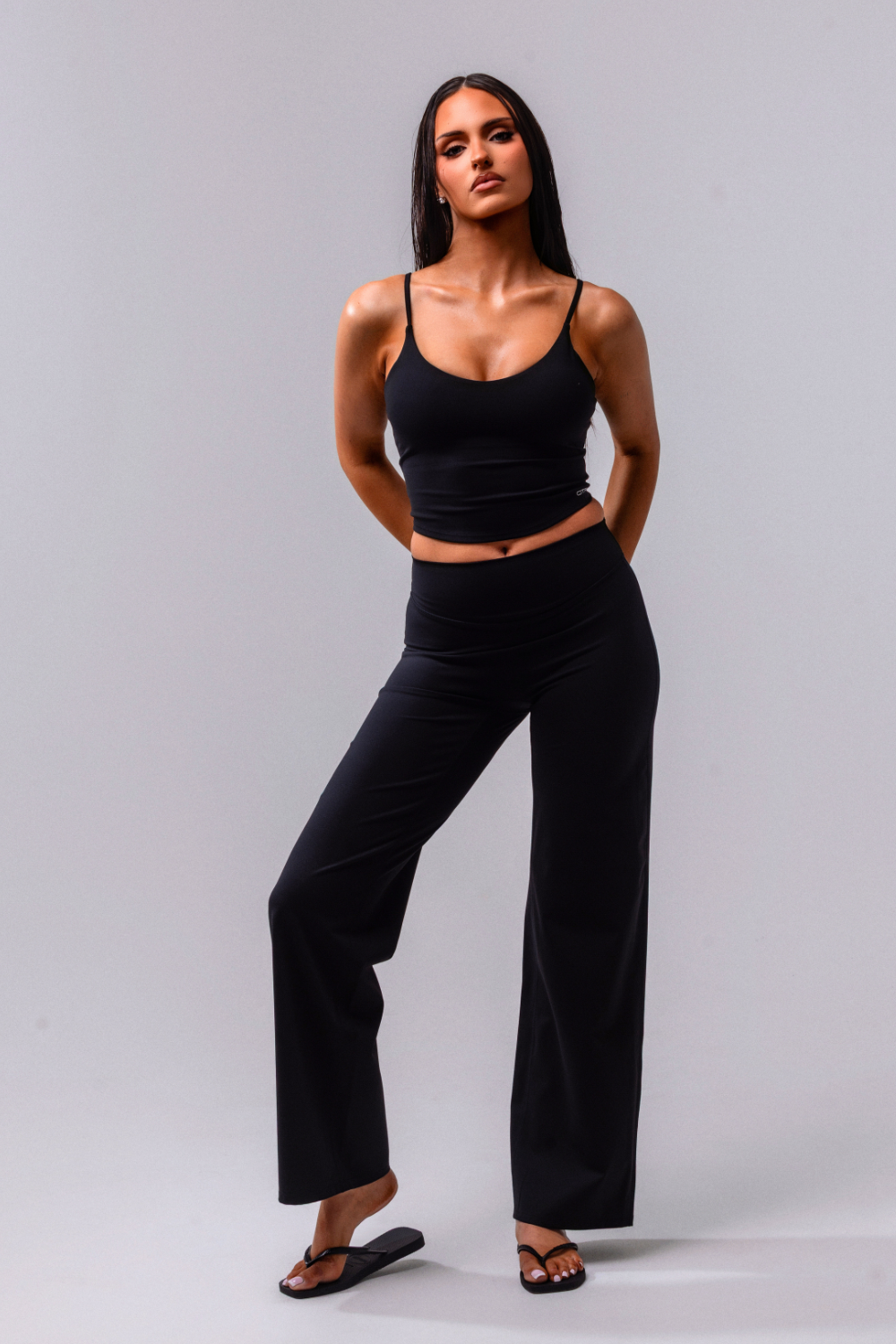 Daily Basis Wide Leg Bottoms - Black