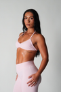 TRUE SHAPE MINIMAL RUCHED HALTER CROP - BABY PINK