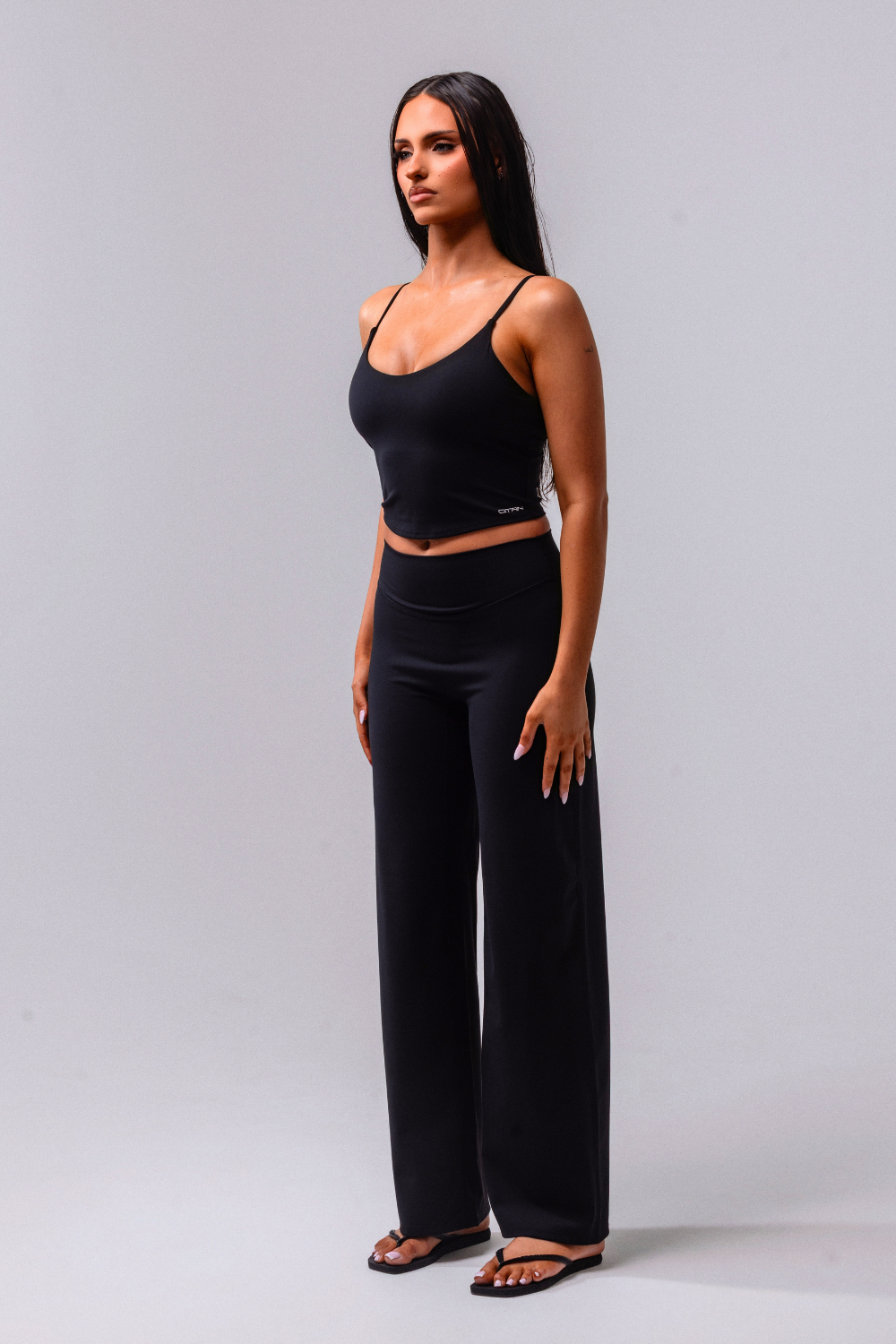 Daily Basis Wide Leg Bottoms - Black