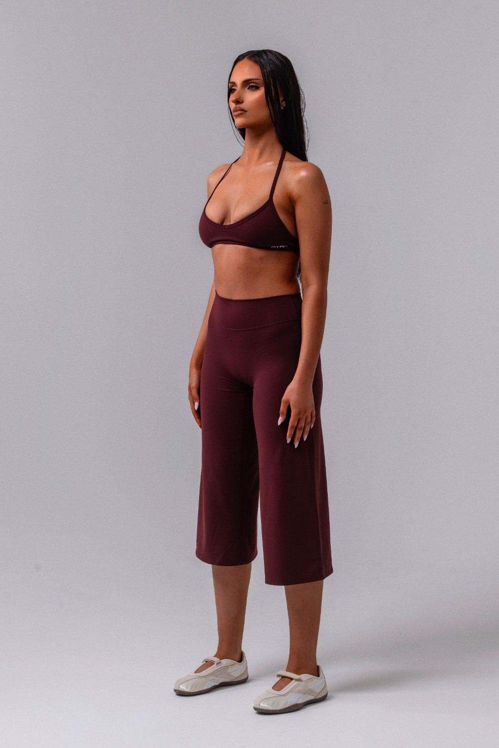 Daily Basis Wide Leg Capri - Plum