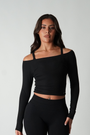 Off Duty Ribbed Layering Top - Black
