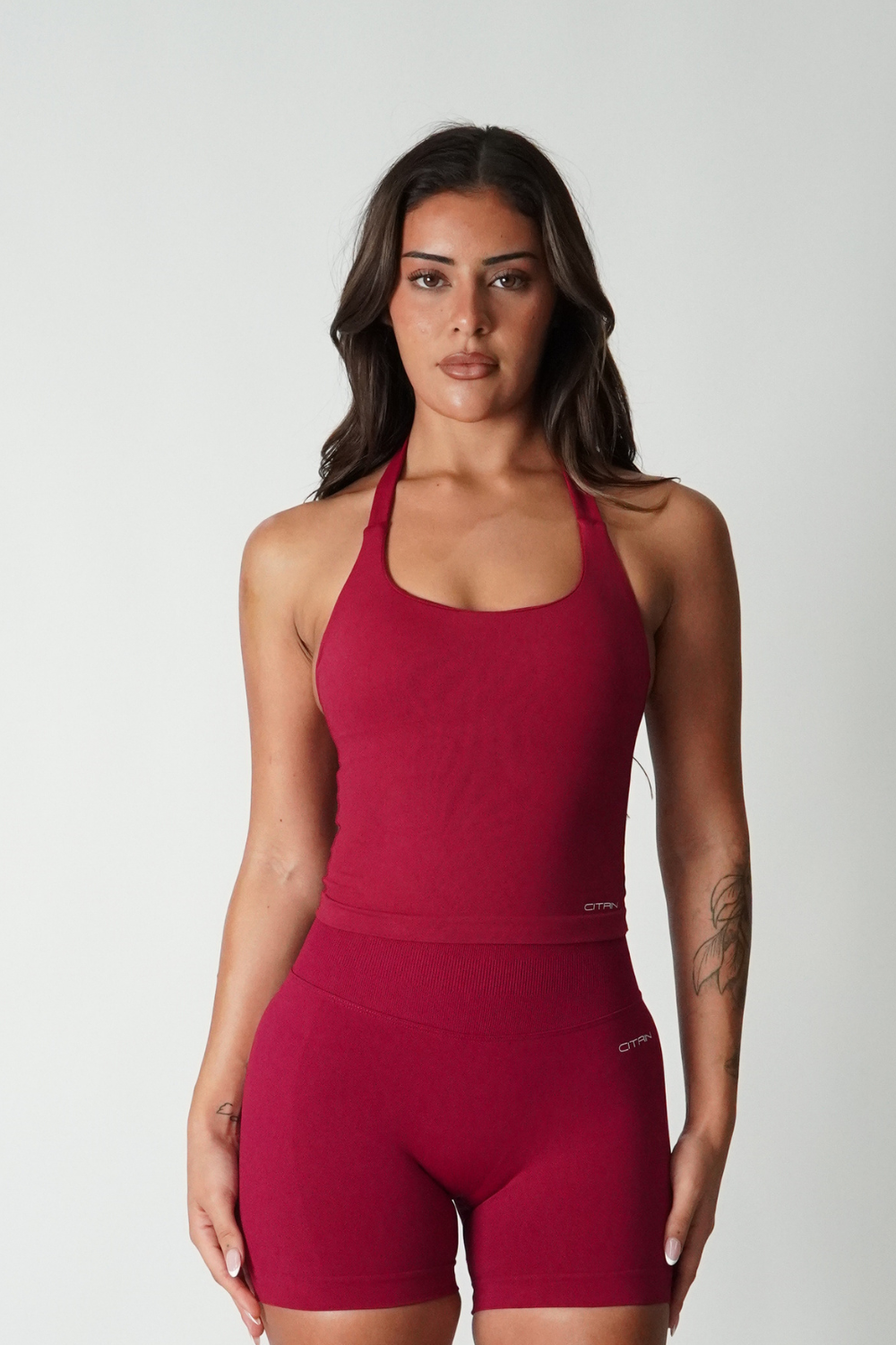 TRUE SHAPE BASIC HALTER TANK - DARK BERRY