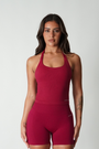 TRUE SHAPE BASIC HALTER TANK - DARK BERRY