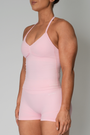 TRUE SHAPE RUCHED HALTER TANK - BABY PINK