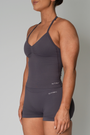 TRUE SHAPE RUCHED HALTER TANK - GREY