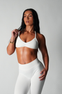 TRUE SHAPE MINIMAL RUCHED HALTER CROP - WHITE