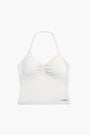 TRUE SHAPE RUCHED HALTER TANK - WHITE
