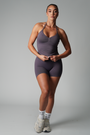 TRUE SHAPE RUCHED HALTER TANK - GREY