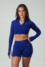 TRUE SHAPE CROPPED QUARTER ZIP JACKET - DARK ROYAL BLUE