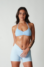 True Shape Minimal Ruched Halter Crop - Baby Blue