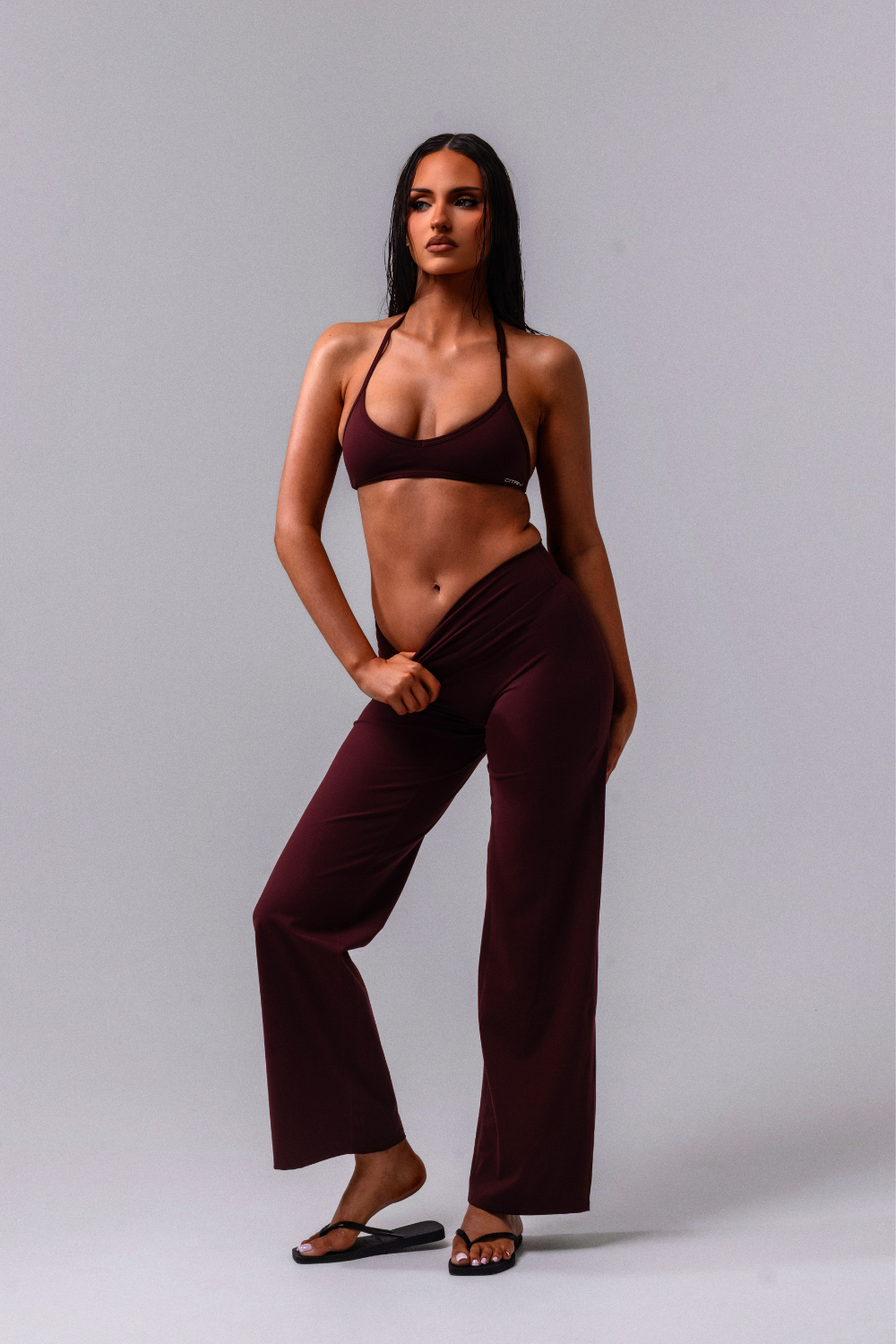 Daily Basis Wide Leg Bottoms - Plum