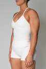 TRUE SHAPE RUCHED HALTER TANK - WHITE