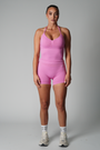 TRUE SHAPE RUCHED HALTER TANK - BARBIE PINK