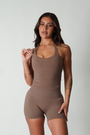 True Shape Basic Halter Tank - Mocha