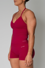 TRUE SHAPE RUCHED HALTER TANK - BERRY