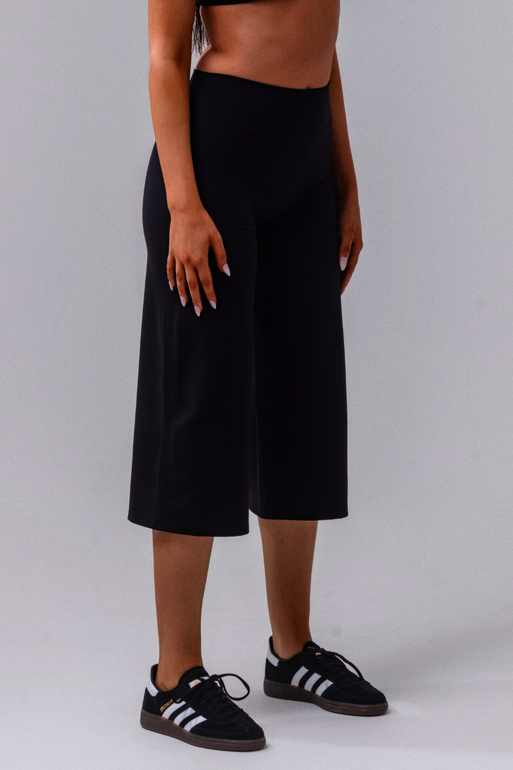 Daily Basis Wide Leg Capri - Black