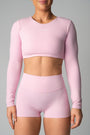 AURA LONG SLEEVE CONTOUR CROP - SOFT PINK