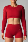 AURA LONG SLEEVE CONTOUR CROP - CRIMSON