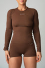 AURA LONG SLEEVE TOP - BROWN