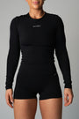 AURA LONG SLEEVE TOP - BLACK