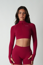 TRUE SHAPE CROPPED QUARTER ZIP JACKET -  DARK BERRY
