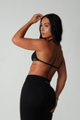 TRUE SHAPE MINIMAL RUCHED HALTER CROP - BLACK