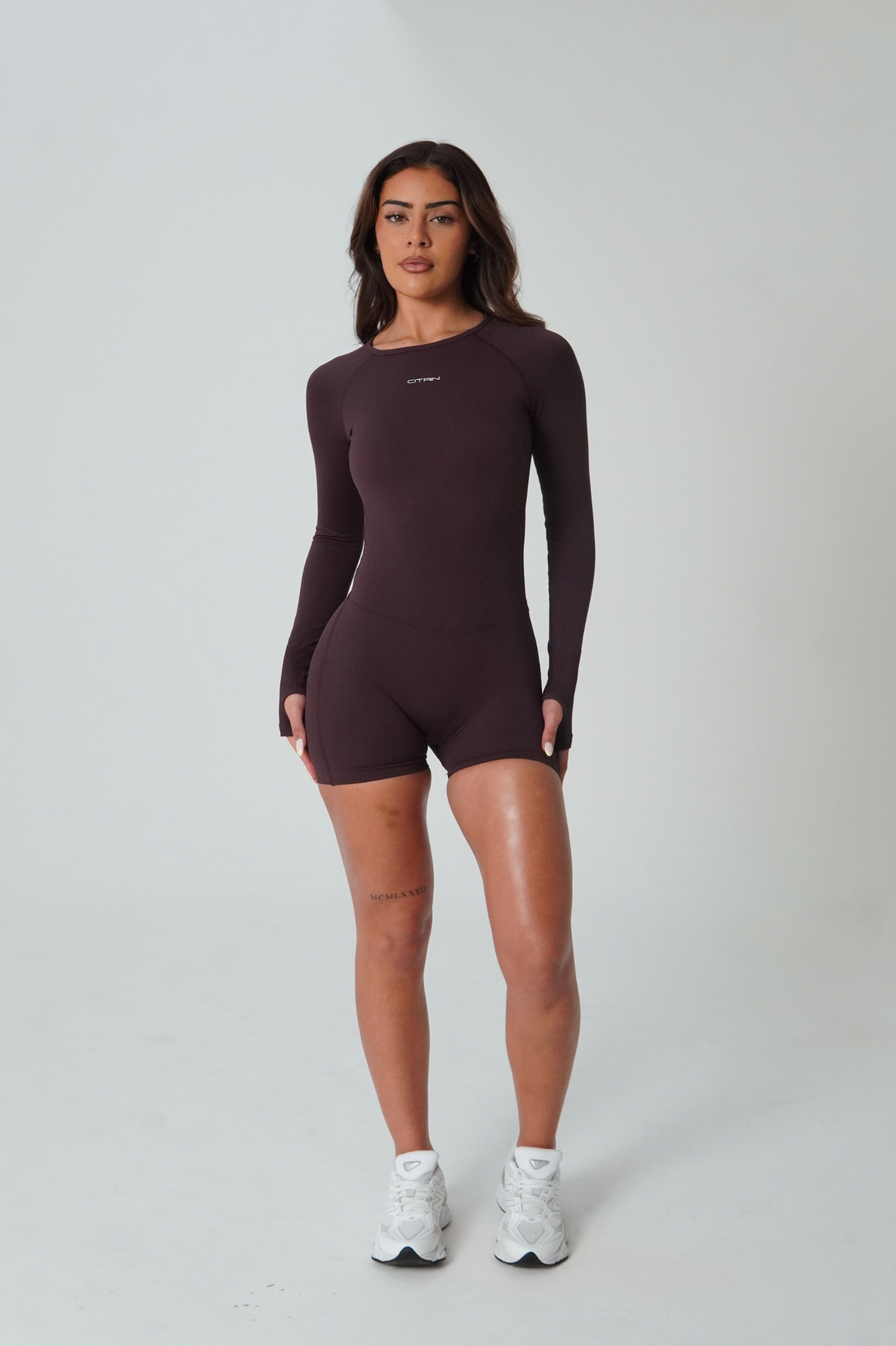 True Shape Long Sleeve Sculpt One Piece - Dark Brown