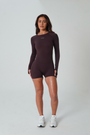 True Shape Long Sleeve Sculpt One Piece - Dark Brown