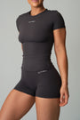 AURA FULL LENGTH FITTED T-SHIRT - DEEP GREY