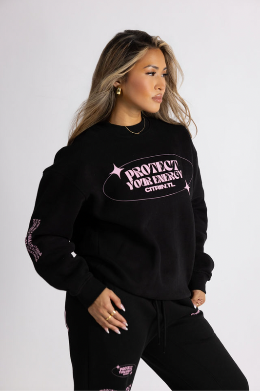 PROTECT YOUR ENERGY / CREW NECK JUMPER - BLACK