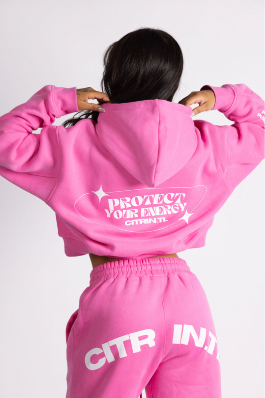 PROTECT YOUR ENERGY / CROPPED HOODIE - PINK